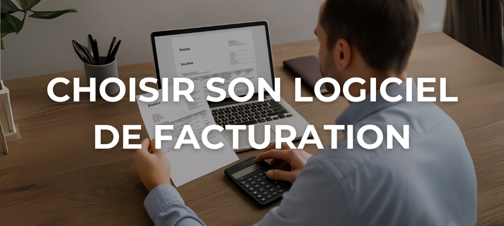 Indépendant consultant examinant une facture imprimée tout en utilisant un logiciel de facturation sur son ordinateur portable.