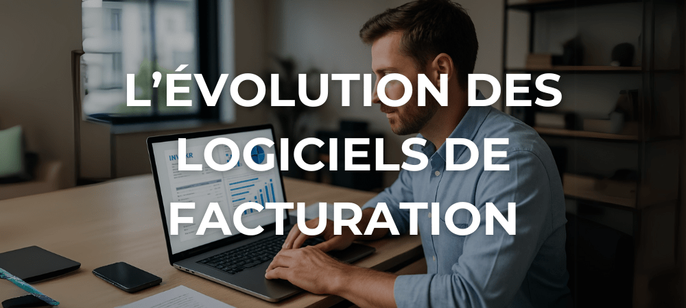 Professionnel concentré utilisant un logiciel de facturation sur ordinateur portable dans un bureau moderne et lumineux.